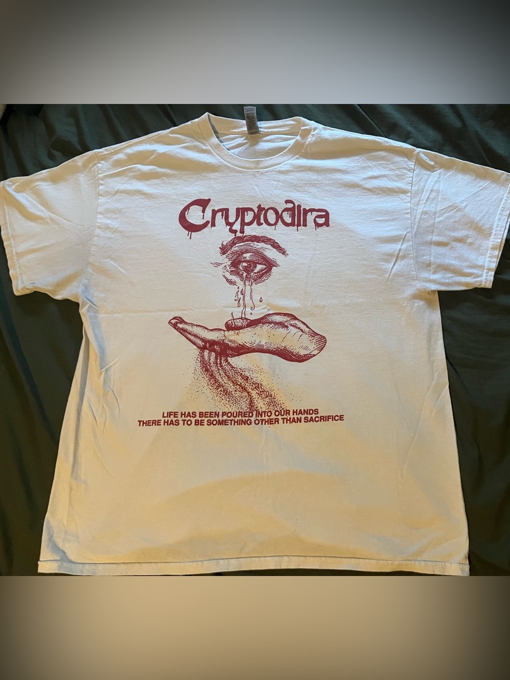 Gildan White Tee with Red Cryptodira Graphic